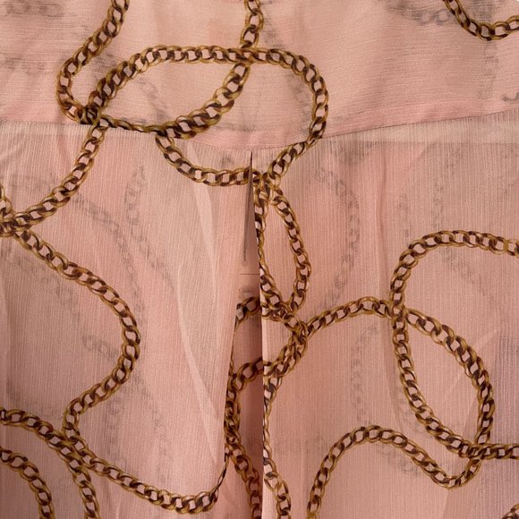 L'Agence Pink Gold Chain Print Sheer Blouse Size XS Extra Small New - Picture 5 of 7